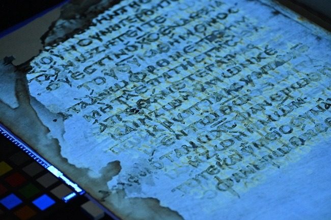 A Codex H page under multispectral imaging